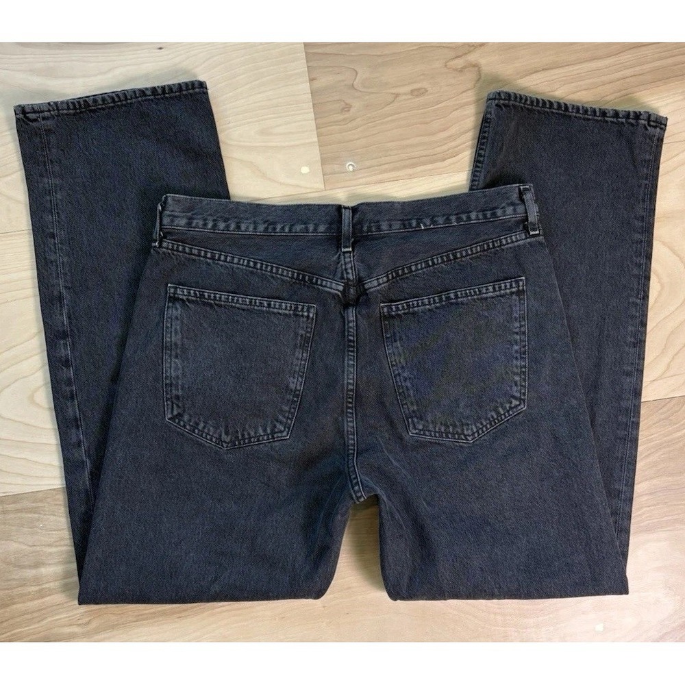 Agolde Fran High Waist Straight Leg Jeans Washed Black Denim Button Fly Size 30 - Picture 12 of 12